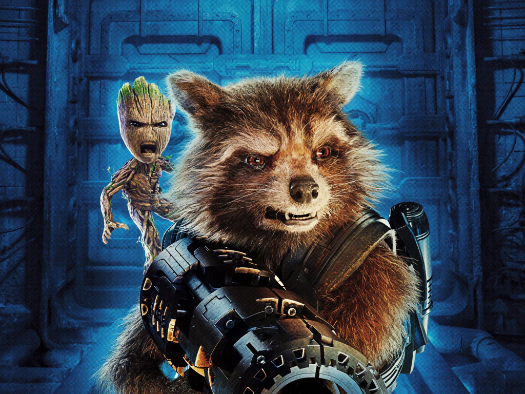 Desktop Wallpaper Baby Groot, Guardians Of The Galaxy Vol. 2, Movie, Rocket Raccoon, Hd Image 