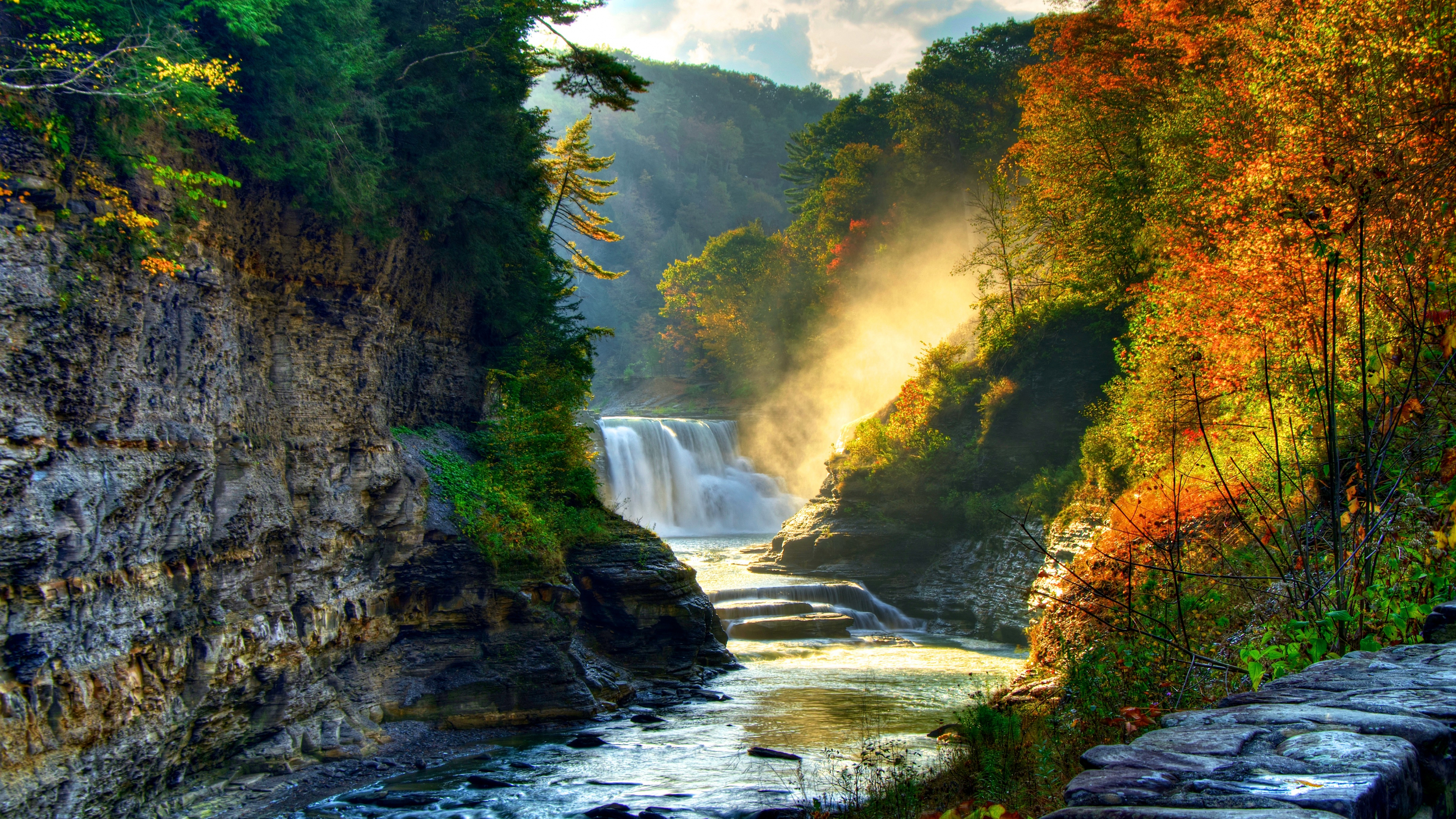 природа водопад река деревья бесплатно